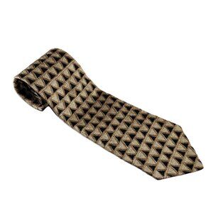 Studio by Fumagalli's Wide Width Men's Tie Gold Black Triangle Print 100% Silk